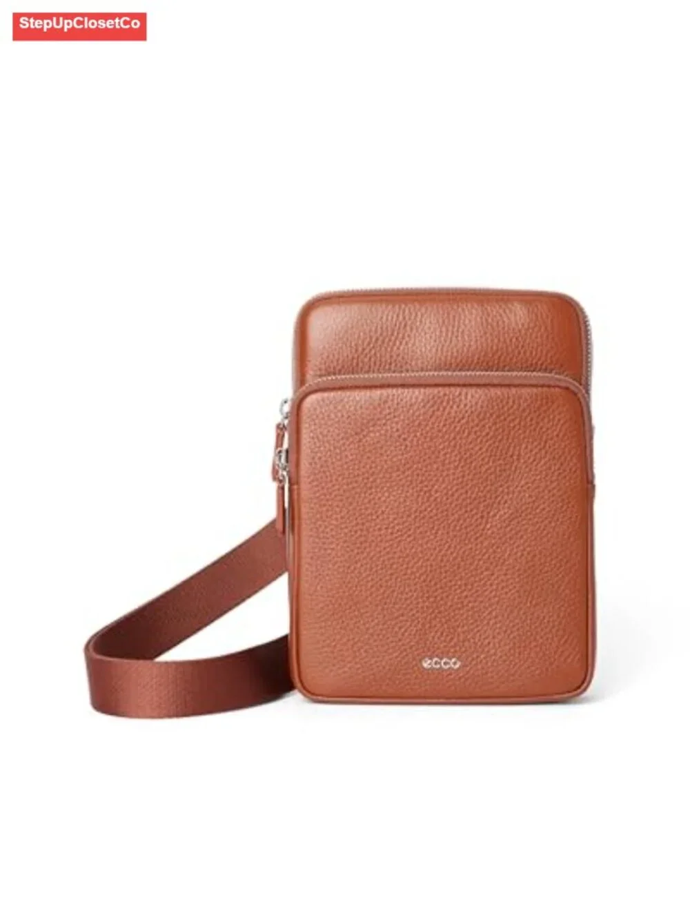 ECCO Leather Crossbody Bag Pebble Grain Adjustable Strap Water-Repellent Lining